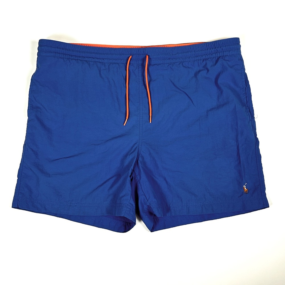 VTG Polo Ralph Lauren Swim Trunks Shorts Mens XL Lining Royal Blue Orange 90s